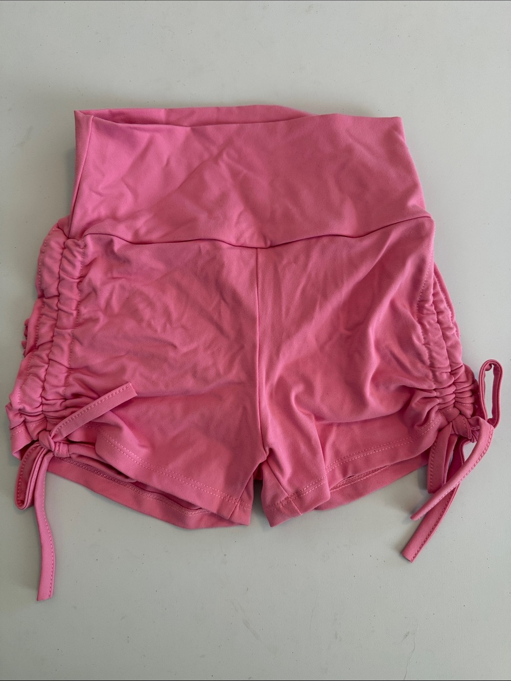 PChee Bum High-Waist Pink Ruched Side Tie Shorts Size S